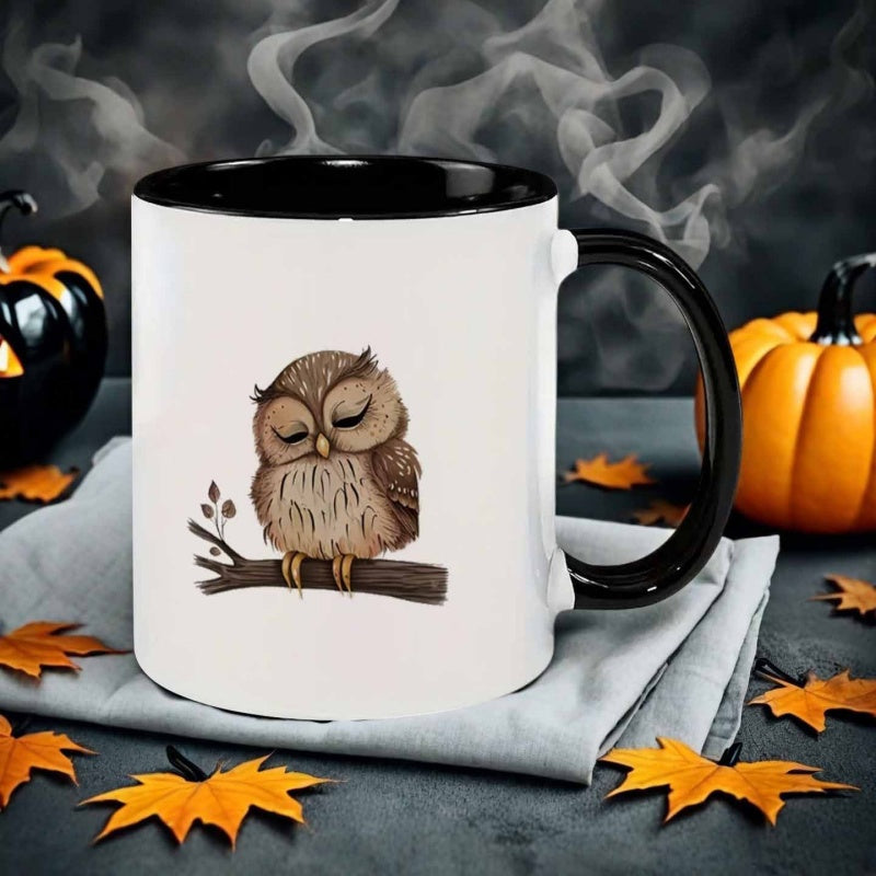 Tailorly Black Accent 11 oz Mug - hand drawn with closed eyes