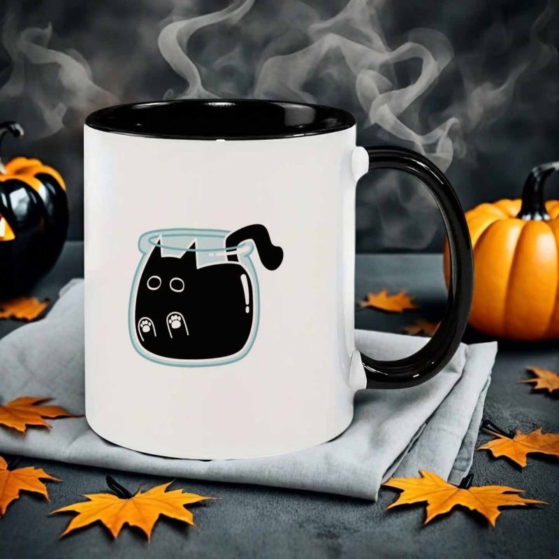 Tailorly Black Accent 11 oz Mug - black cat in jar