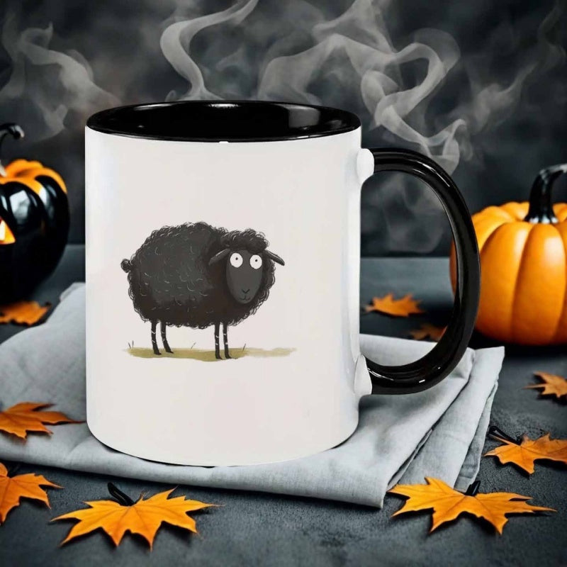 Tailorly Black Accent 11 oz Mug - cute black sheep hand drawn style