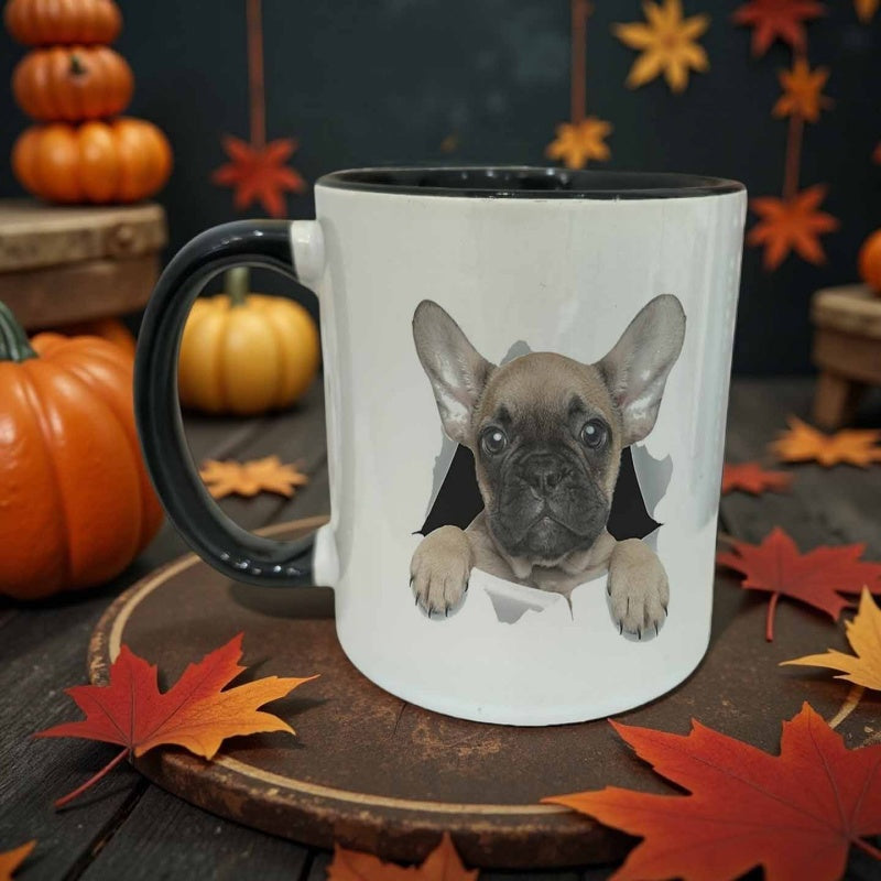 Tailorly Black Accent 11 oz Mug - picture of a puppy