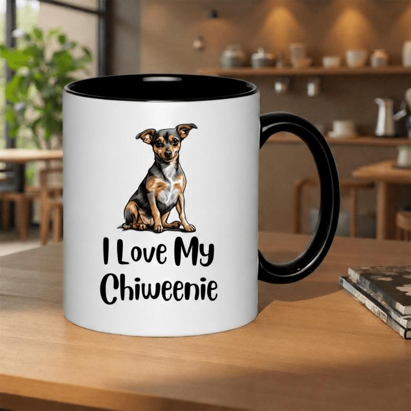Tailorly Black Accent 11 oz Mug - i love my chiweenie cute dog lover gift for dog lovers