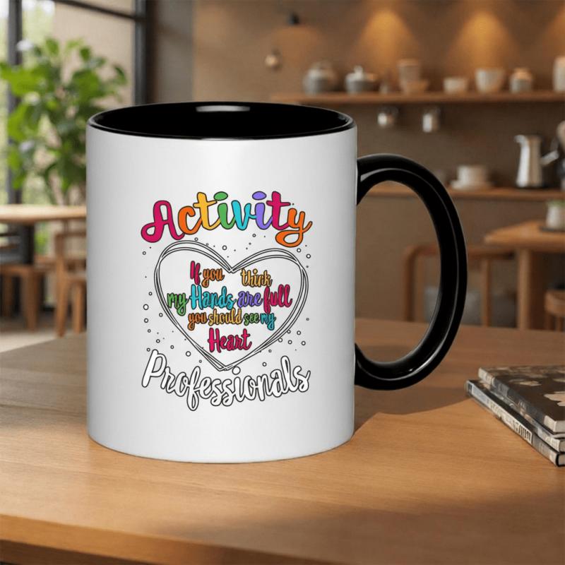 Tailorly Black Accent 11 oz Mug - for my hands are full you