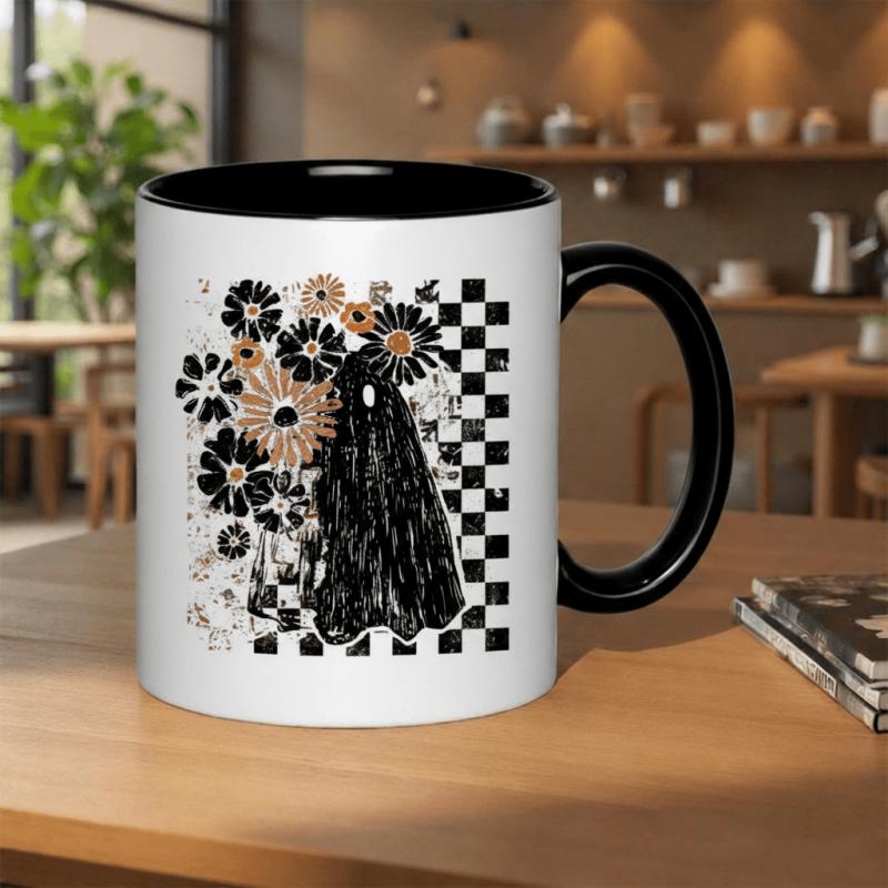 Tailorly Black Accent 11 oz Mug - spooky floral