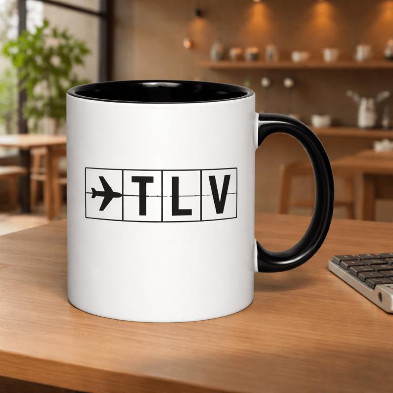 Tailorly Black Accent 11 oz Mug - airport board tlv design