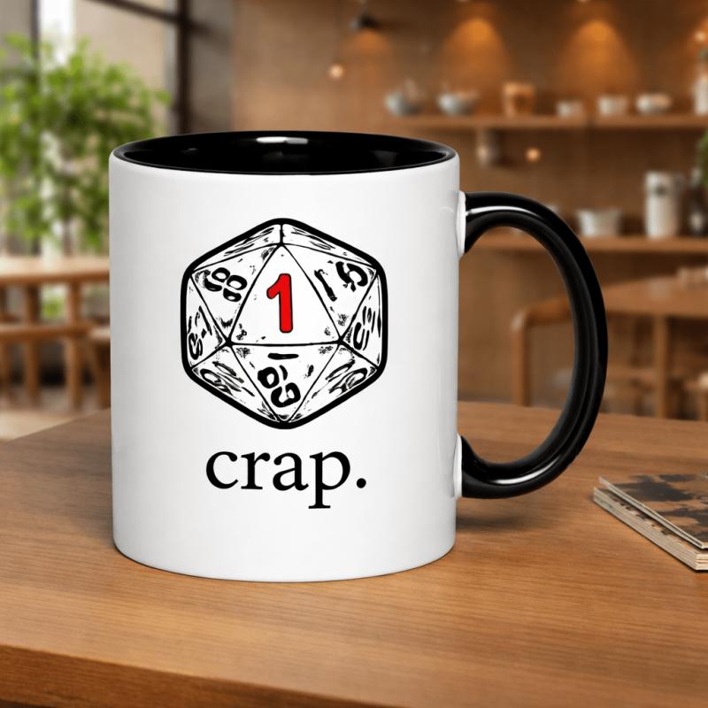 Tailorly Black Accent 11 oz Mug - d20 die roll of 1