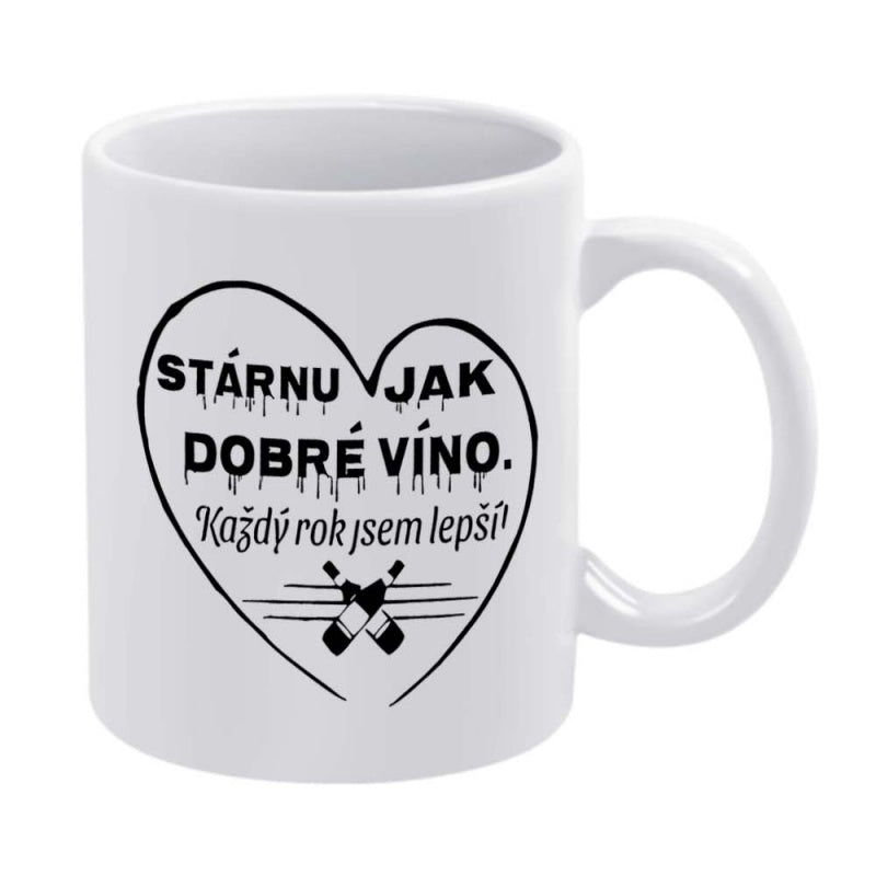 Tailorly White Ceramic 11 oz Mug - Minimalist Black Line Drawing Featuring Crossed Wine Bottles Inside Heart