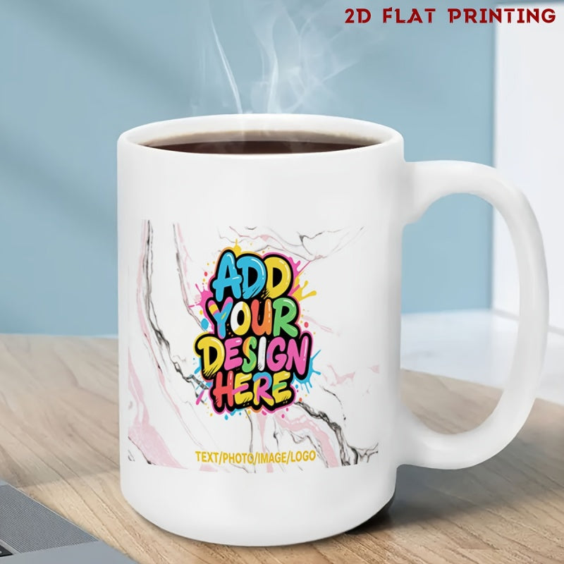 Tailorly White Ceramic 11 oz Mug - Add Your Design Here Colorful Graffiti Style Text With Marble Texture Background Mug