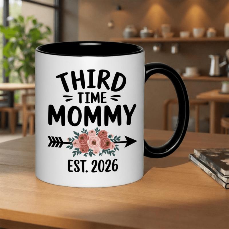 Tailorly Black Accent 11 oz Mug - third time mommy 2026 floral arrow 11oz printed ceramic mug mug ceramic mug microwave safe artistic music lovers