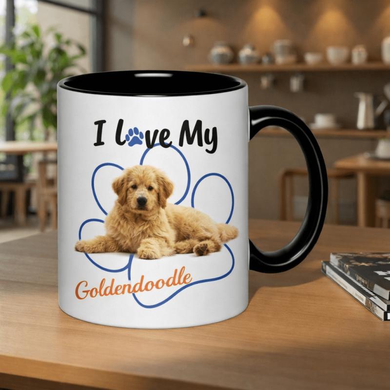 Tailorly Black Accent 11 oz Mug - doodle paw print