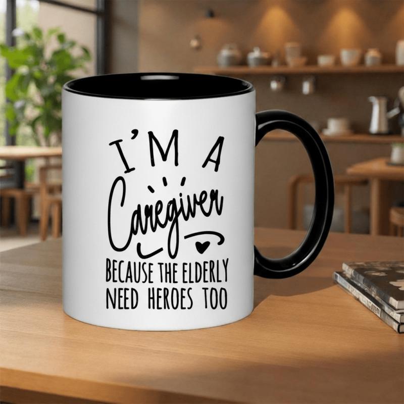 Tailorly Black Accent 11 oz Mug - i work as a seniors
