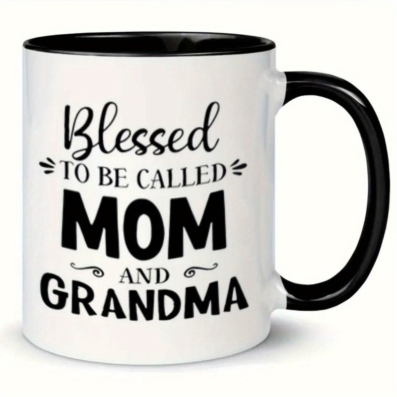 Tailorly Black Accent 11 oz Mug - blessed mom grandma text