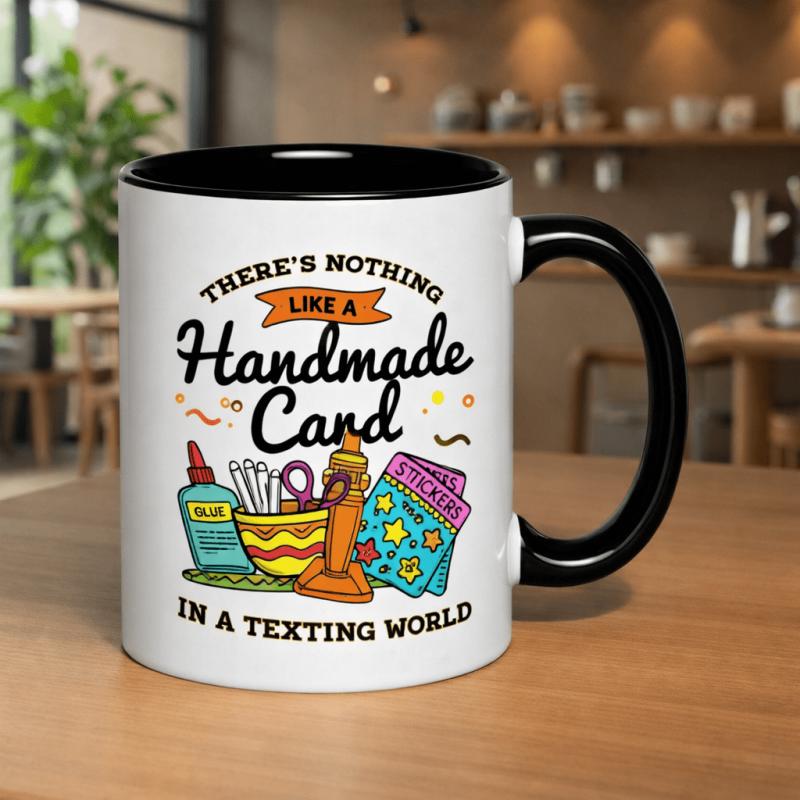 Tailorly Black Accent 11 oz Mug - like a handmade a texting world 11oz printed ceramic mug cups 11oz capacity 325ml microwave safe drinking cups