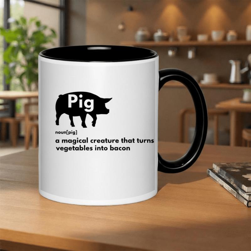 Tailorly Black Accent 11 oz Mug - a magical creature that turns vegetables into