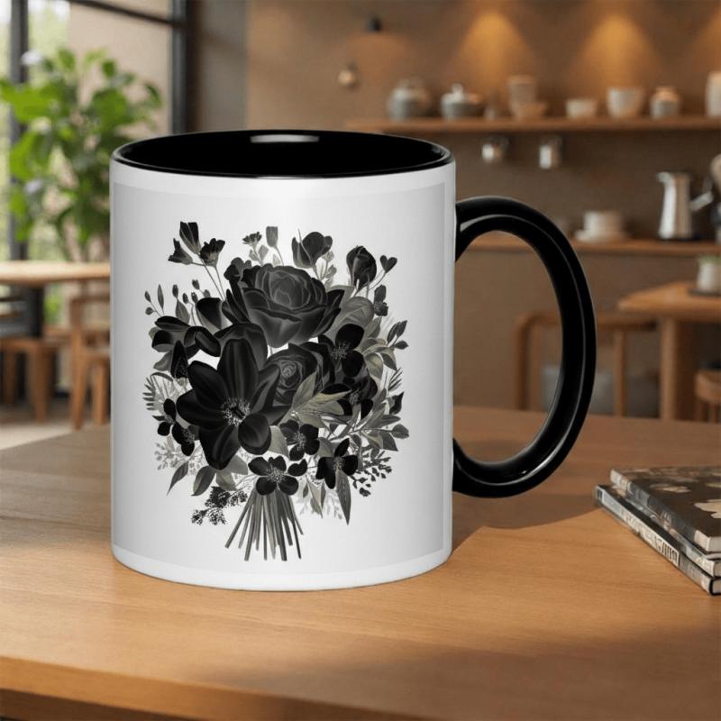Tailorly Black Accent 11 oz Mug - retro 80s neon geometric pattern 11oz printed ceramic mug coffee mugs mug ceramic white ceramic inspirational quote