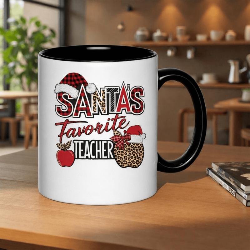 Tailorly Black Accent 11 oz Mug - teacher leopard print christmas mug 11oz printed ceramic mug 11oz printed ceramic ceramic coffee cup drinking cups