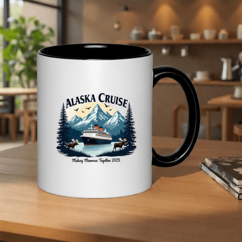 Tailorly Black Accent 11 oz Mug - alaska cruise 2025 scenic 11oz printed ceramic mug cups coffee cups microwave safe black handle inspirational