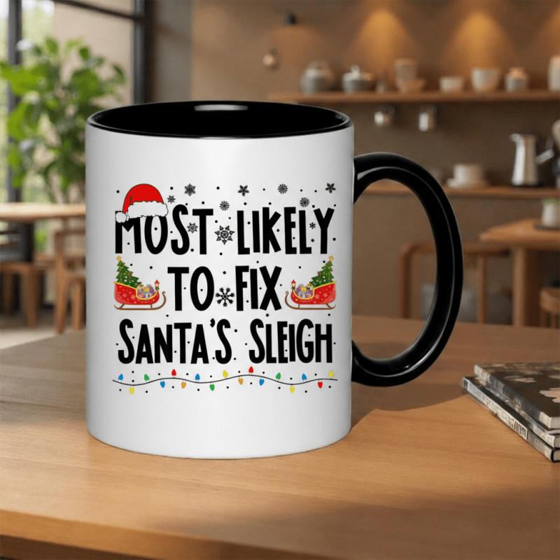 Tailorly Black Accent 11 oz Mug - sleigh christmas grandparents themed decoration