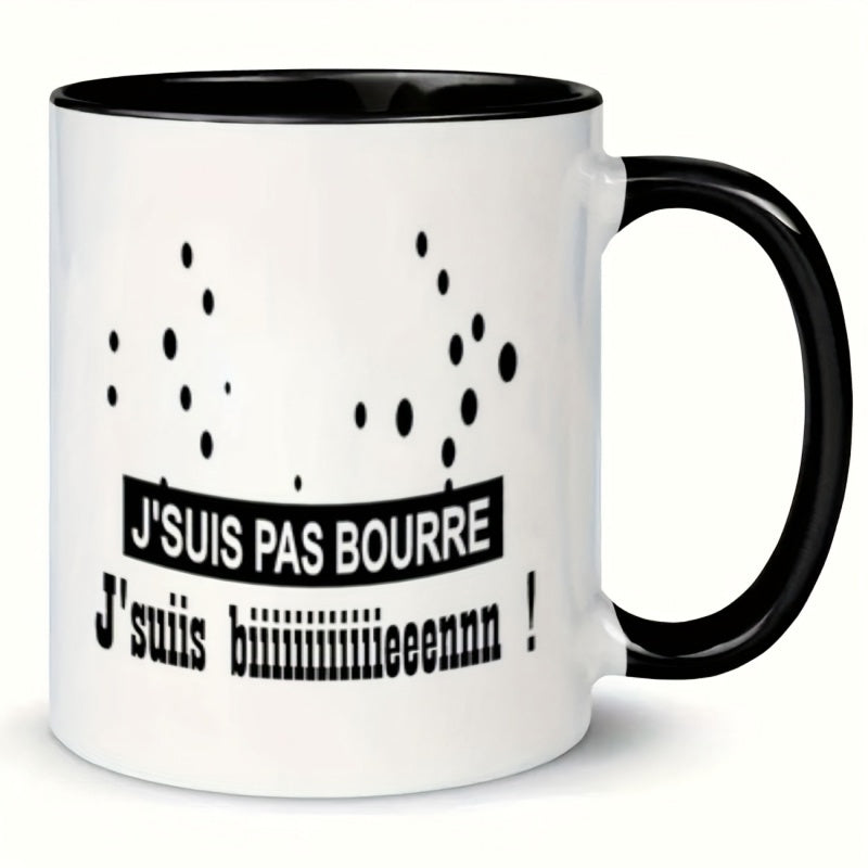 Tailorly Black Accent 11 oz Mug - text bubbles humor coffee