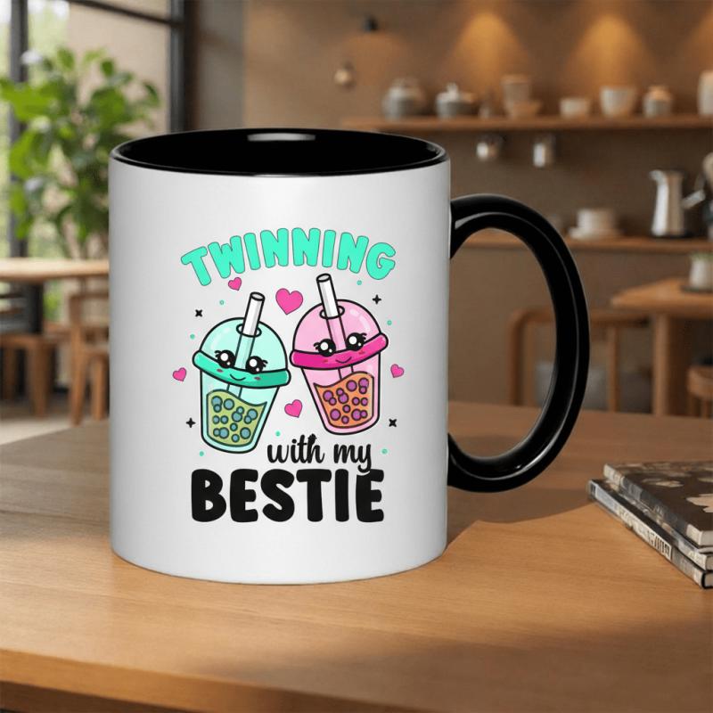 Tailorly Black Accent 11 oz Mug - bubble tea matching friends