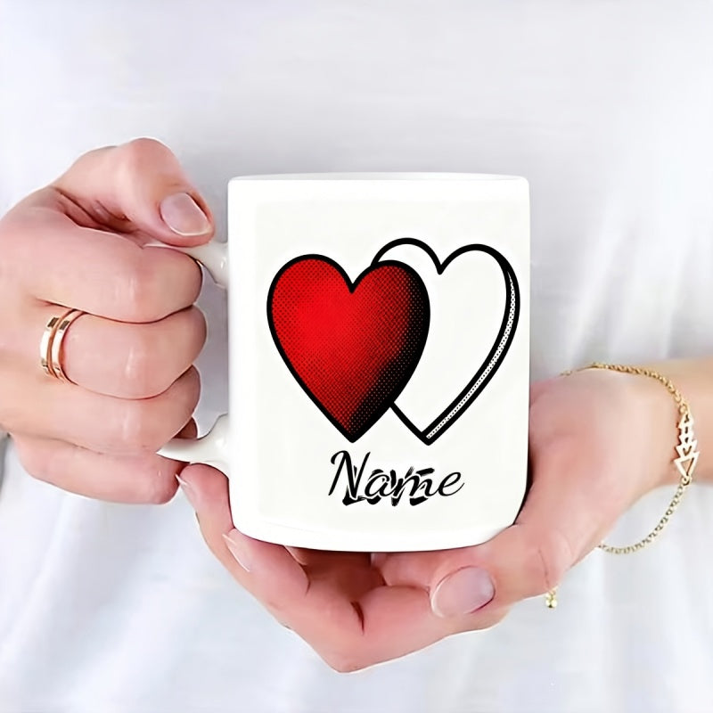 Tailorly White Ceramic 11 oz Mug - Nurse Interlocking Overlapping Patterns With Radiant Red Shading And Outlines Heart