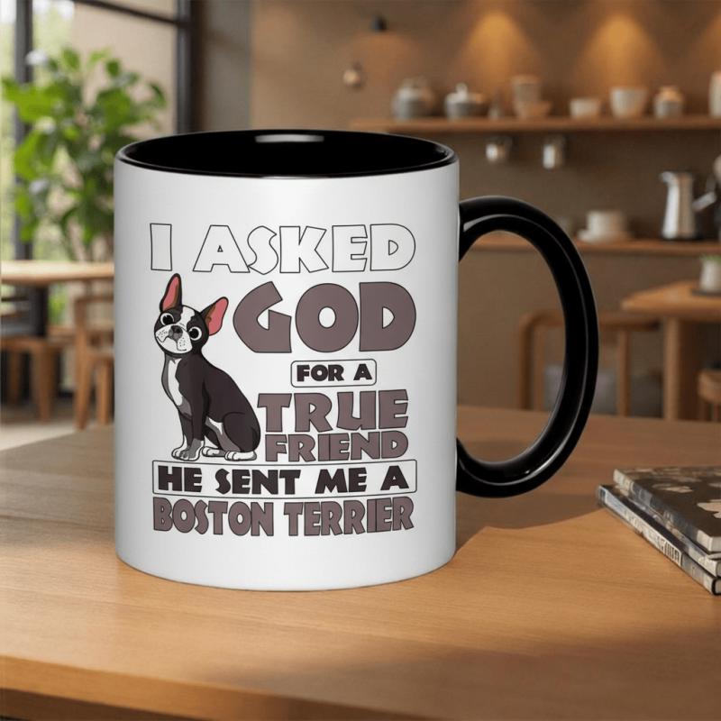 Tailorly Black Accent 11 oz Mug - boston terrier