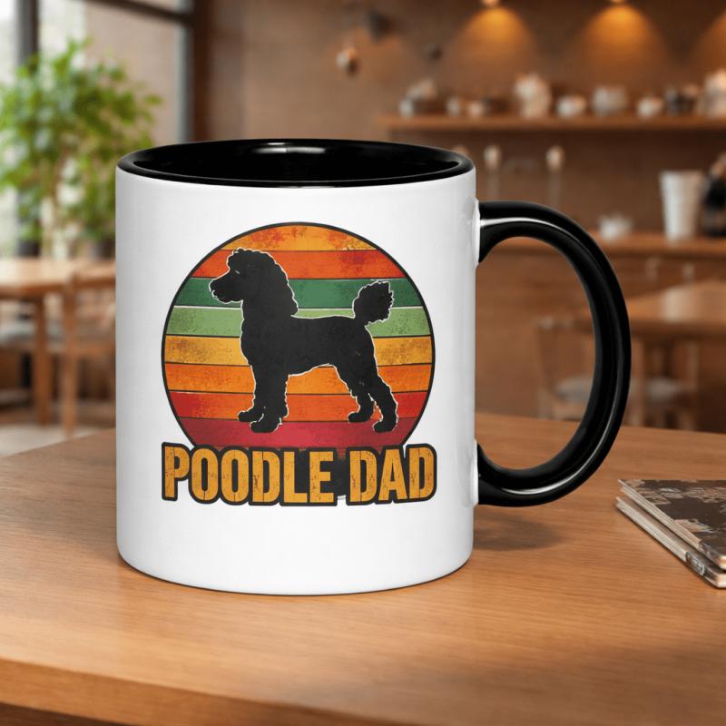 Tailorly Black Accent 11 oz Mug - retro sunset poodle
