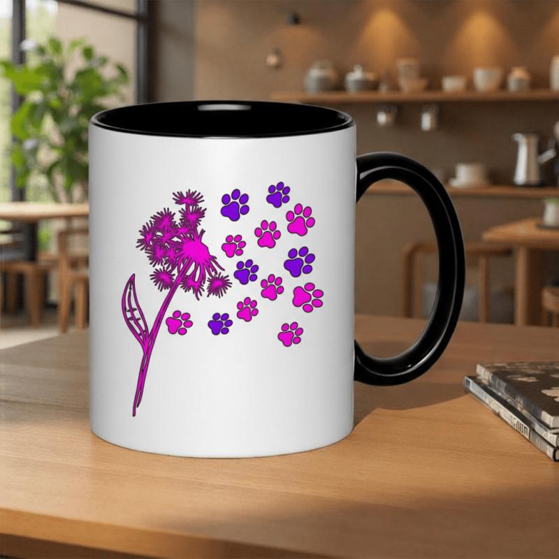 Tailorly Black Accent 11 oz Mug - dandelion
