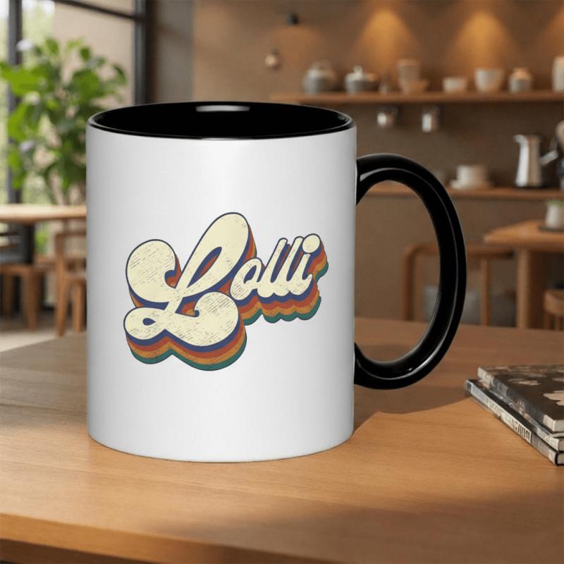 Tailorly Black Accent 11 oz Mug - retro script font design