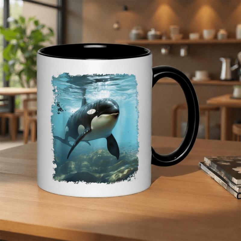 Tailorly Black Accent 11 oz Mug - ceramic mug featuring an illustration of an daily use with a capacity of 11oz 325ml and a large handle for ideal