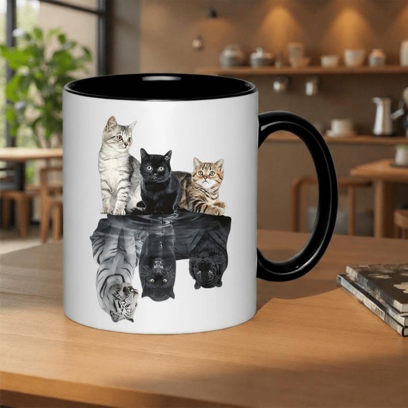 Tailorly Black Accent 11 oz Mug - tigers in the water
