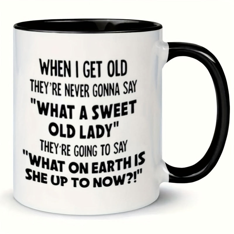 Tailorly Black Accent 11 oz Mug - humorous text funny cartoon coffee cup