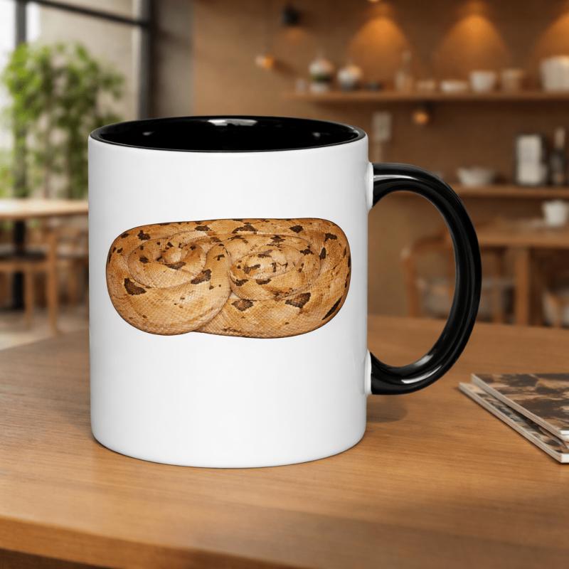 Tailorly Black Accent 11 oz Mug - coiled snake pattern