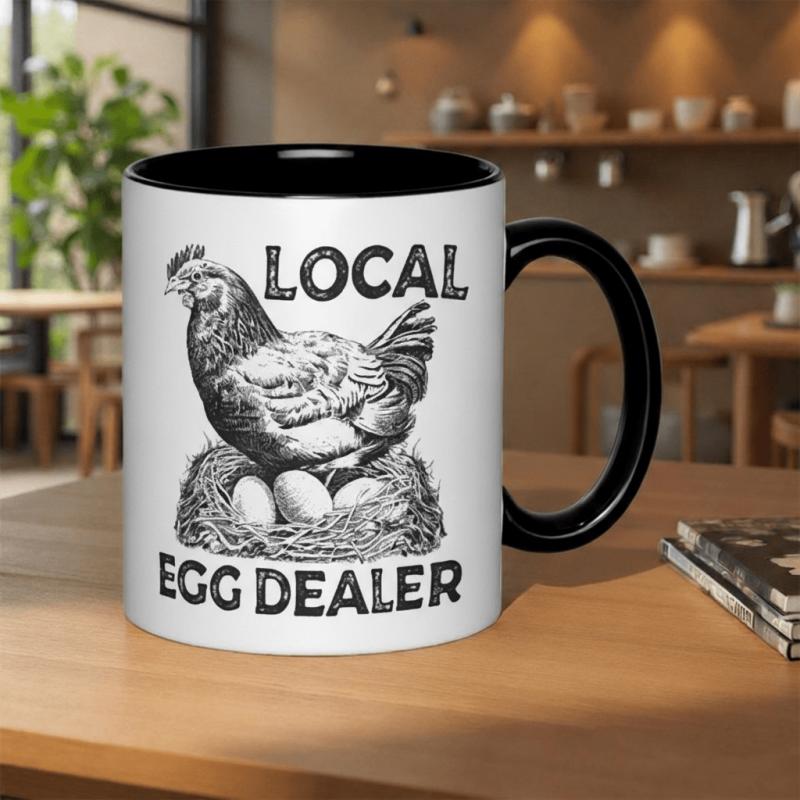 Tailorly Black Accent 11 oz Mug - local egg dealer chicken