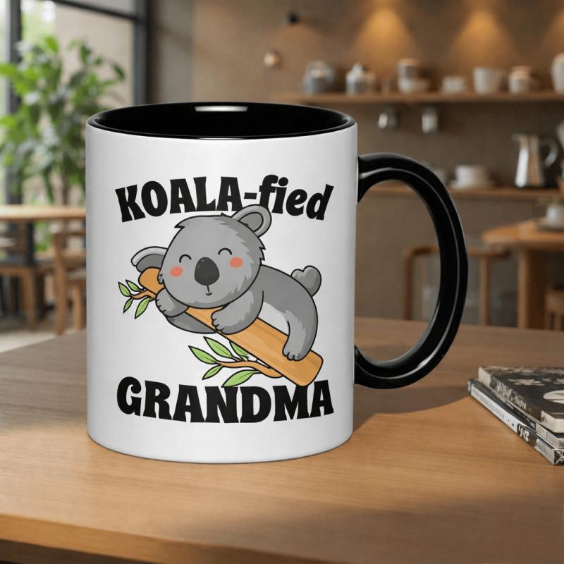 Tailorly Black Accent 11 oz Mug - cute koala