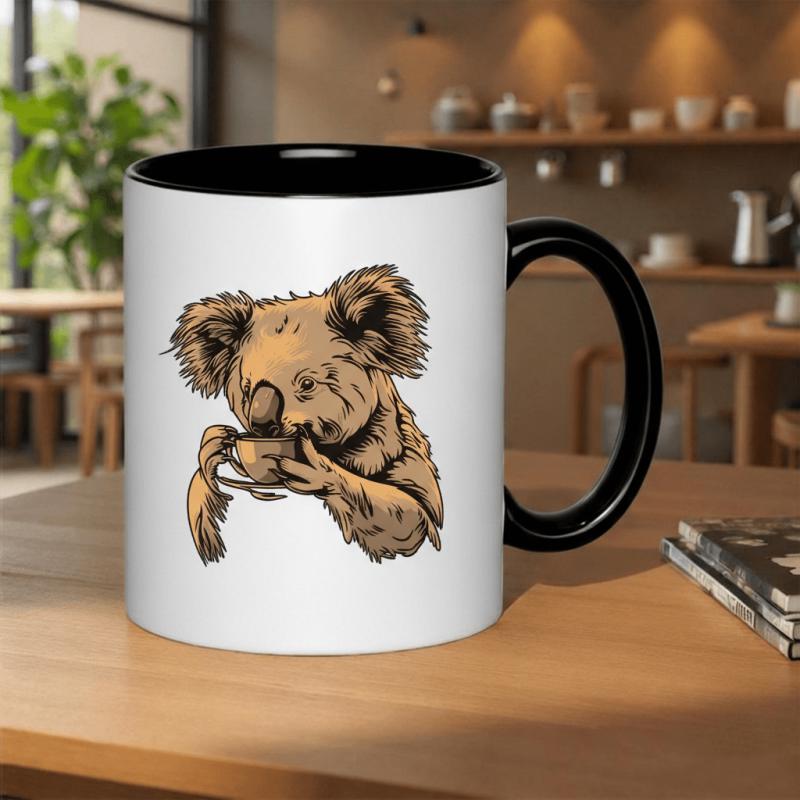Tailorly Black Accent 11 oz Mug - koala with a relaxed