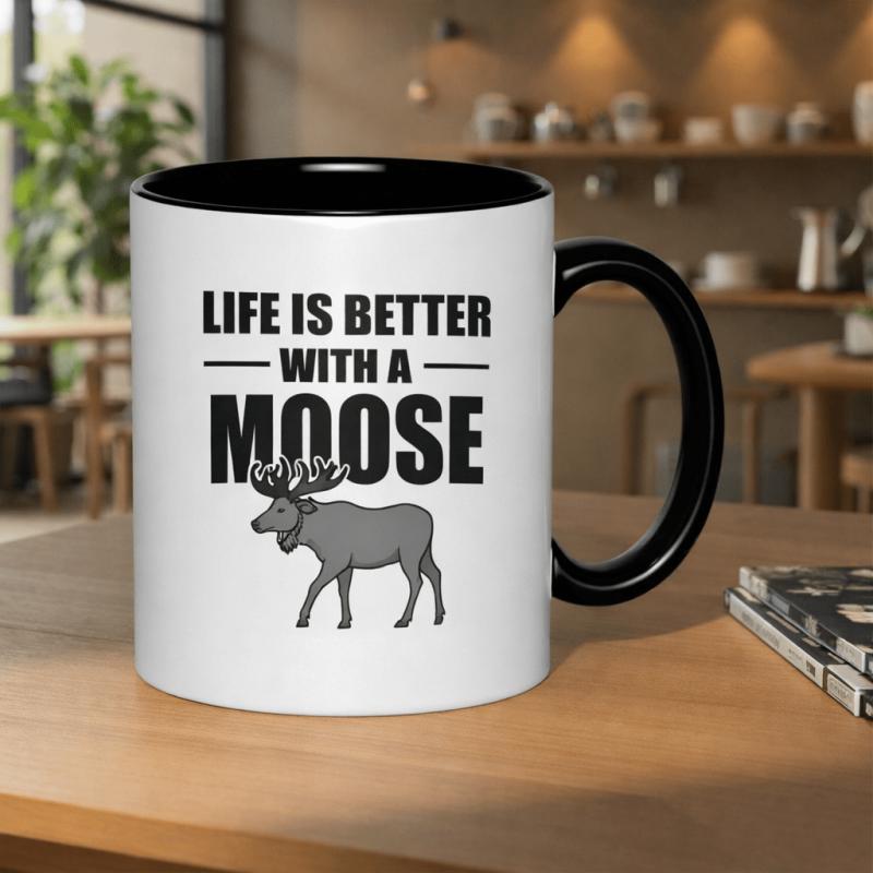 Tailorly Black Accent 11 oz Mug - moose