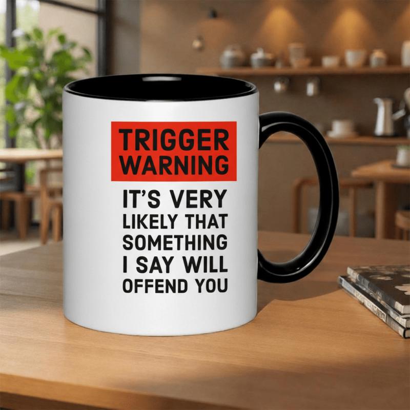 Tailorly Black Accent 11 oz Mug - trigger warning text