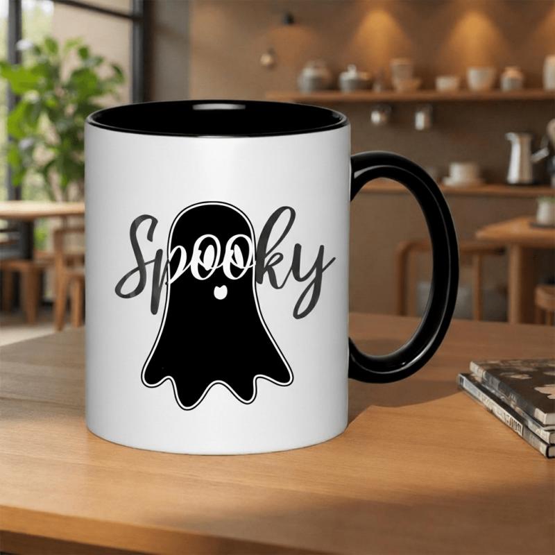 Tailorly Black Accent 11 oz Mug - spooky halloween cute boo