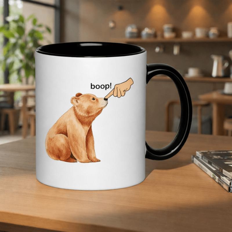 Tailorly Black Accent 11 oz Mug - nose cute watercolor illustration