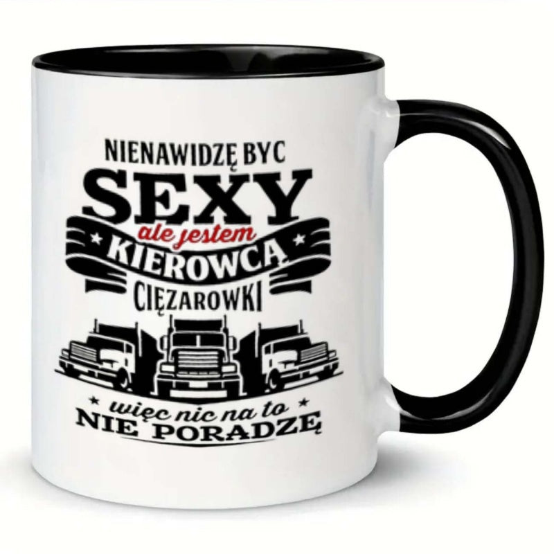 Tailorly Black Accent 11 oz Mug - trucks polish text christmas new year coffee drinks gift