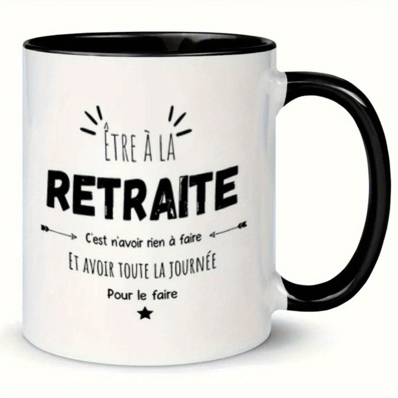 Tailorly Black Accent 11 oz Mug - french text retirement coffee mug design