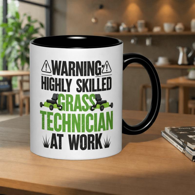 Tailorly Black Accent 11 oz Mug - warning text