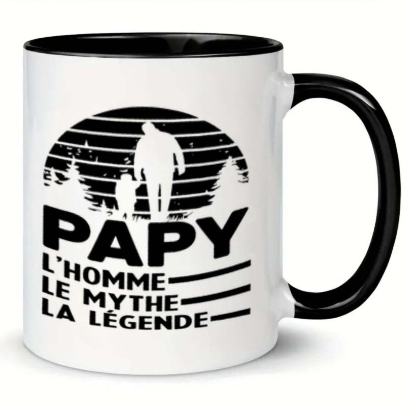 Tailorly Black Accent 11 oz Mug - trees humorous cartoon coffee cup