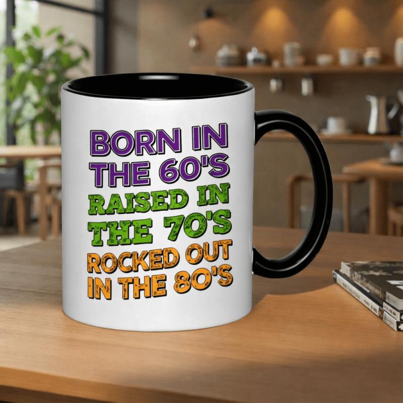 Tailorly Black Accent 11 oz Mug - the 70s the 80s 11oz printed ceramic mug ceramic mug coffee mug white ceramic dishwasher microwave safe seasonal