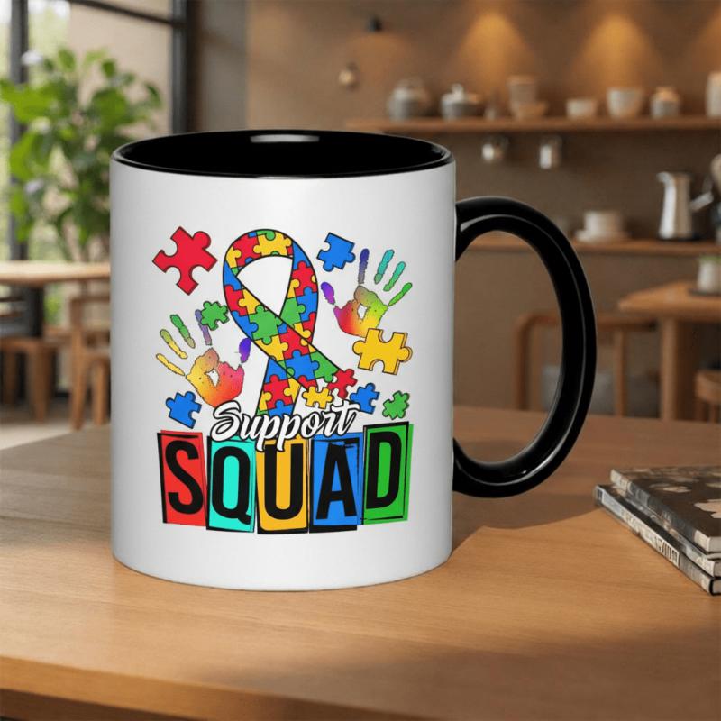 Tailorly Black Accent 11 oz Mug - puzzle ribbon hands