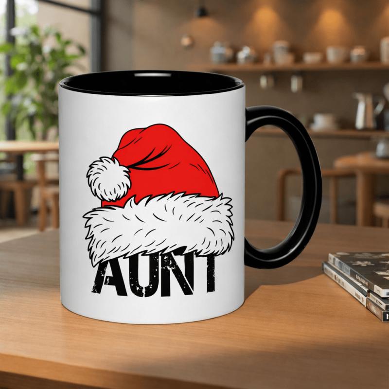 Tailorly Black Accent 11 oz Mug - santa hat