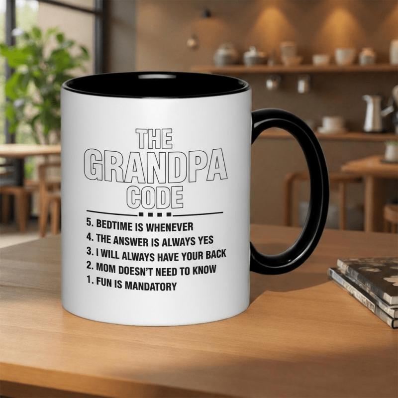 Tailorly Black Accent 11 oz Mug - the grandpa code fun is mom doesnt