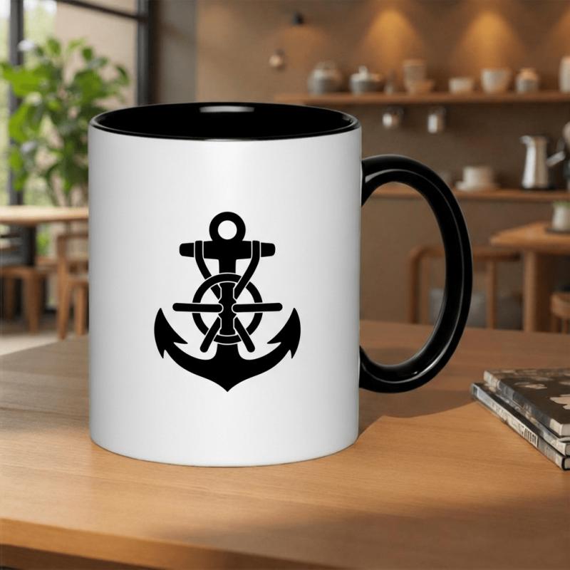 Tailorly Black Accent 11 oz Mug - retro floral pattern abstract