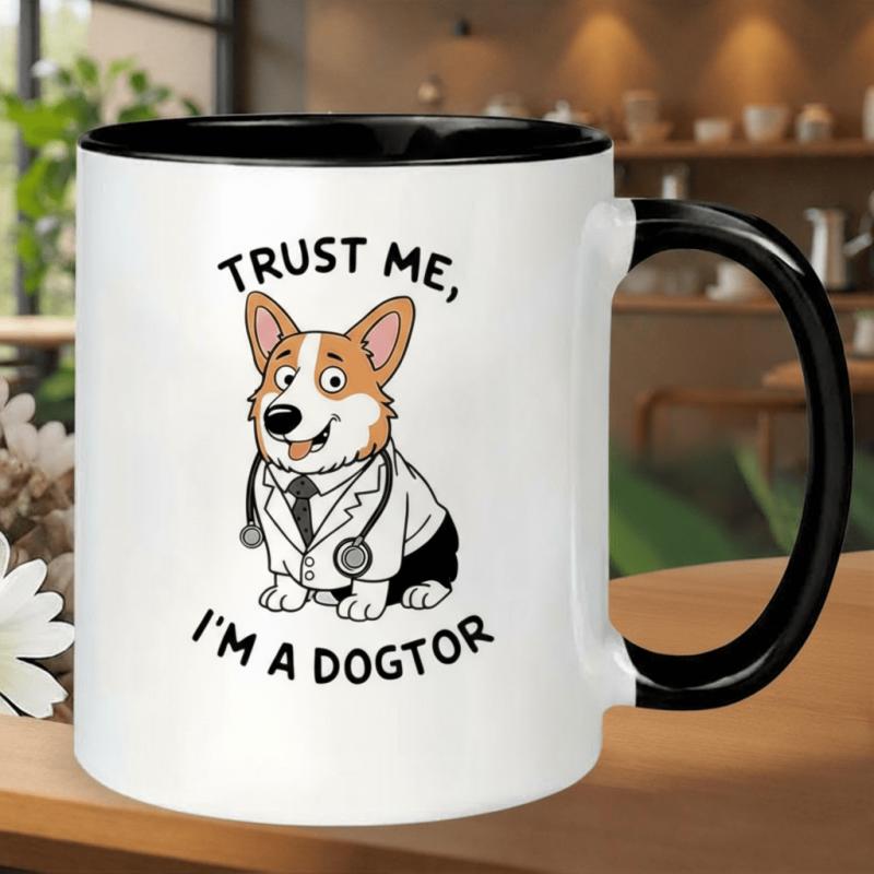 Tailorly Black Accent 11 oz Mug - funny corgi