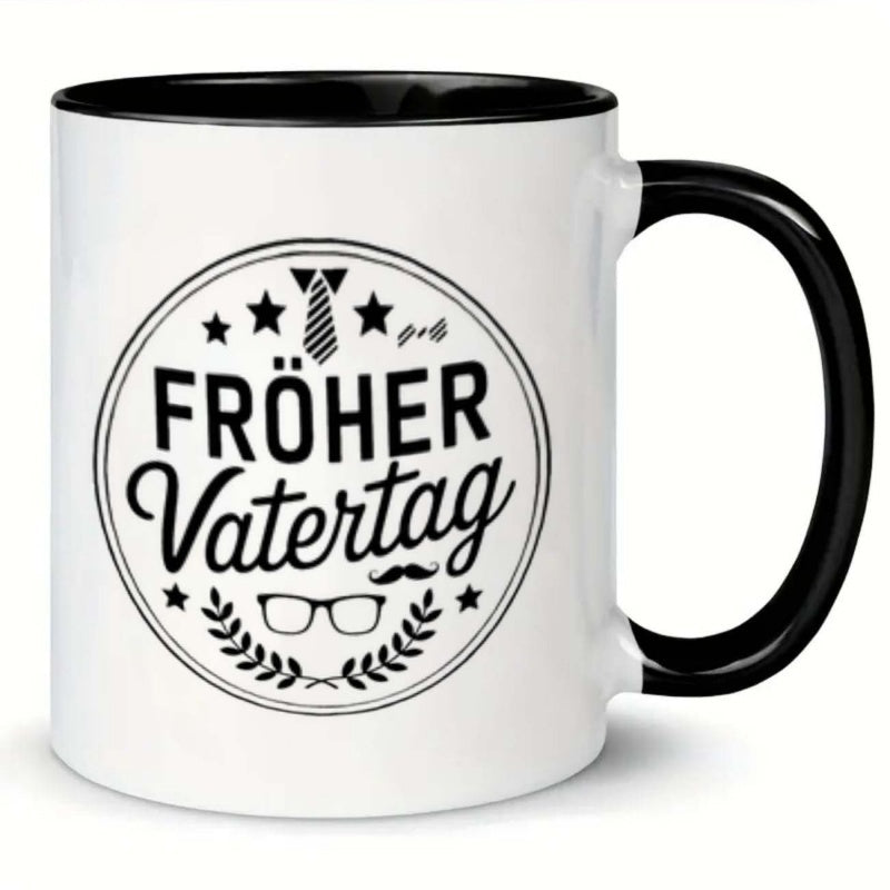Tailorly Black Accent 11 oz Mug - mustache tie design with German themed text and symbols